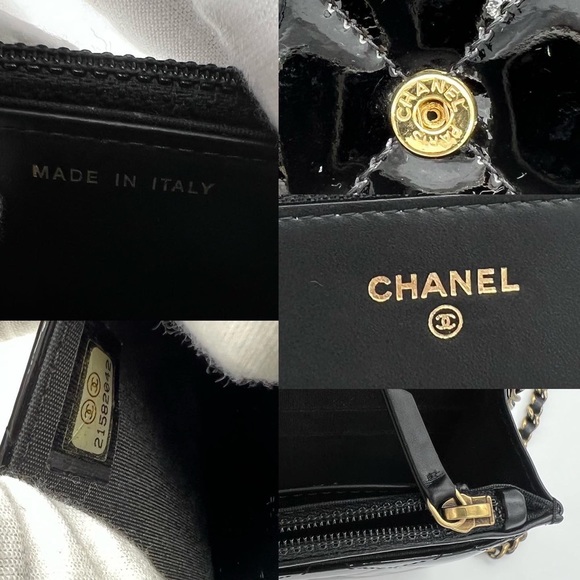 ❌SOLD❌Authentic Chanel Classic Black patent leather Leboy Wallet on Chain in RHW - Picture 16 of 17